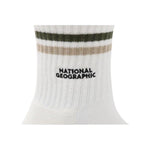 NATIONAL GEOGRAPHIC STRIPE MIDDLE SOCKS ถุงเท้าสำหรับผู้ชายและผู้หญิง - Rev Online